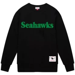 Mitchell & Ness Hoodies & Sweatshirts-Team Wordmark 1 Crew Seattle Seahawks