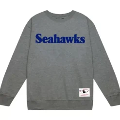 Mitchell & Ness Hoodies & Sweatshirts-Team Wordmark 1 Crew Seattle Seahawks