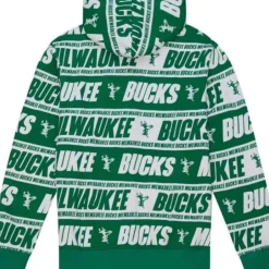 Mitchell & Ness Hoodies & Sweatshirts-Teamwrap Hoodie Milwaukee Bucks