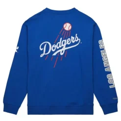 Mitchell & Ness Hoodies & Sweatshirts-There And Back Fleece Crew Current Logo Los Angeles Dodgers