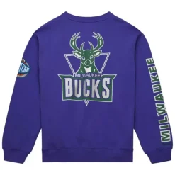 Mitchell & Ness Hoodies & Sweatshirts-There And Back Fleece Crew Milwaukee Bucks