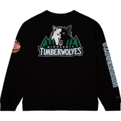 Mitchell & Ness Hoodies & Sweatshirts-There And Back Fleece Crew Minnesota Timberwolves
