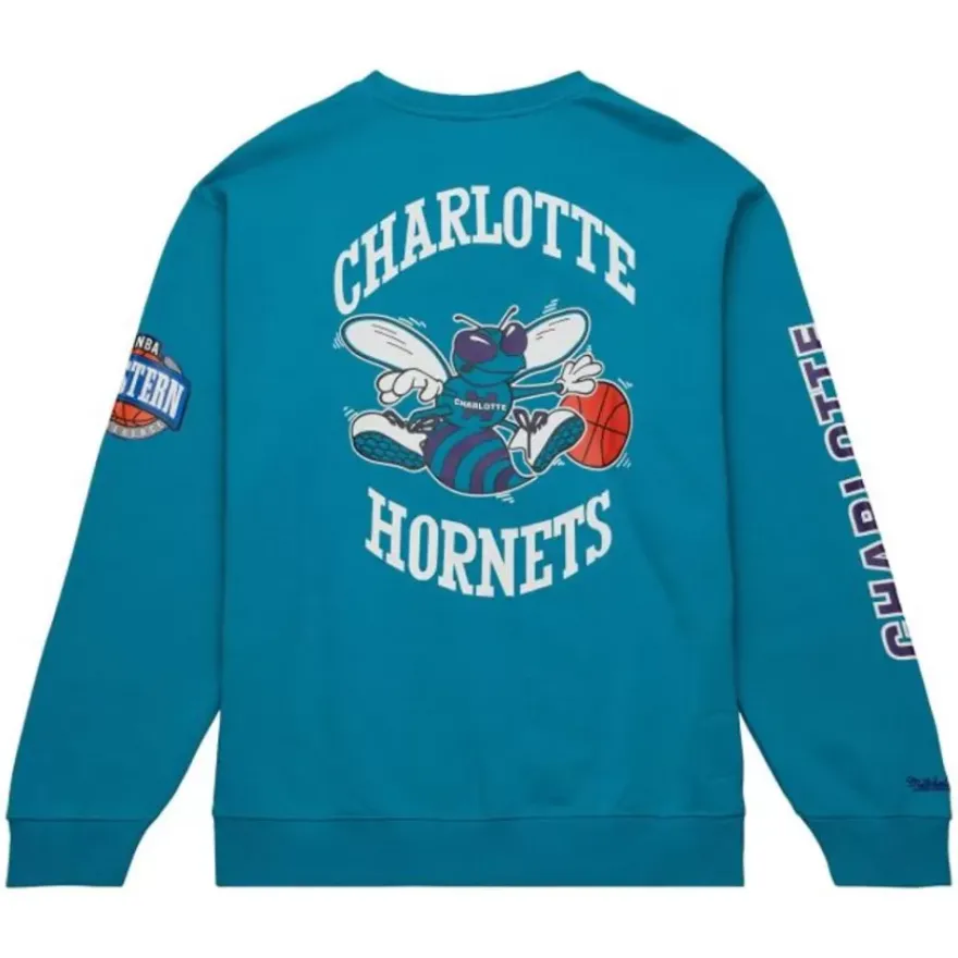 Mitchell & Ness Hoodies & Sweatshirts-There And Back Fleece Crew Charlotte Hornets