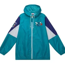 Mitchell & Ness Jackets & Outerwear-Throw It Back Full Zip Windbreaker Charlotte Hornets