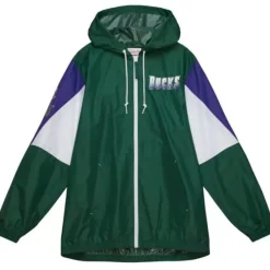 Mitchell & Ness Jackets & Outerwear-Throw It Back Full Zip Windbreaker Milwaukee Bucks