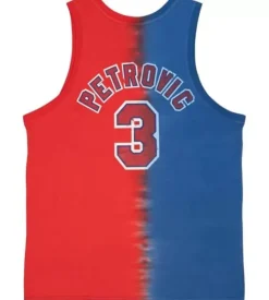 Mitchell & Ness T-Shirts & Tops-Tie Dye Cotton N&N Tank New Jersey Nets Drazen Petrovic