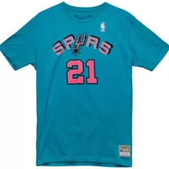 Mitchell & Ness T-Shirts & Tops-Traditional Name & Number Tee San Antonio Spurs 2014-15 Tim Duncan