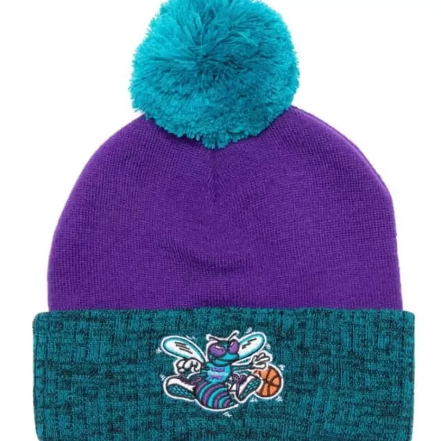 Mitchell & Ness Knit-Two Tone Pom Beanie Hwc Charlotte Hornets