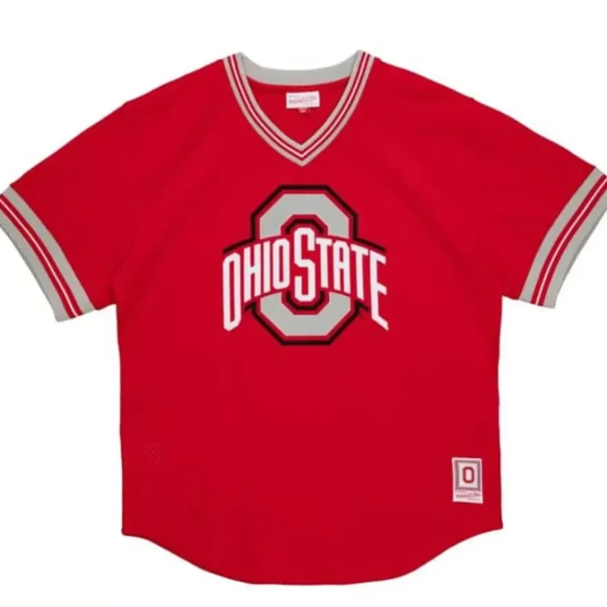 Mitchell & Ness T-Shirts & Tops-Unbeaten Mesh V-Neck Ohio State