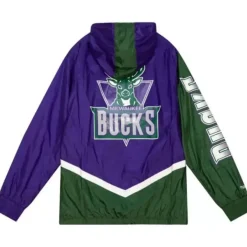 Mitchell & Ness Jackets & Outerwear-Undeniable Full Zip Windbreaker Milwaukee Bucks