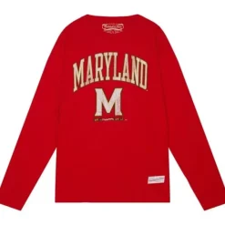 Mitchell & Ness T-Shirts & Tops-University Arch Logo Ls Tee University Of Maryland