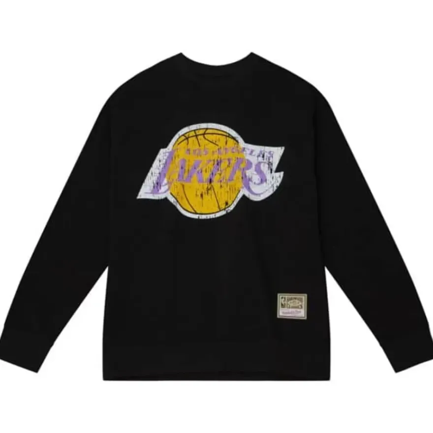 Mitchell & Ness Hoodies & Sweatshirts-Vintage Big Logo Crew Los Angeles Lakers
