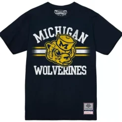 Mitchell & Ness T-Shirts & Tops-Vintage Stripes Tee University Of Michigan