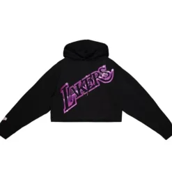 Mitchell & Ness Hoodies & Sweatshirts-Womens Big Face 4.0 Crop Hoodie Los Angeles Lakers