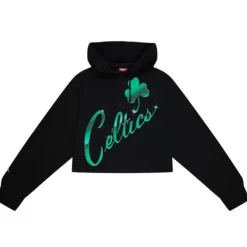 Mitchell & Ness Hoodies & Sweatshirts-Womens Big Face 4.0 Crop Hoodie Boston Celtics
