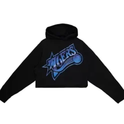 Mitchell & Ness Hoodies & Sweatshirts-Womens Big Face 4.0 Crop Hoodie Philadelphia 76Ers