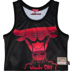 Mitchell & Ness T-Shirts & Tops-Womens Big Face 4.0 Crop Tank Chicago Bulls