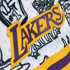 Mitchell & Ness Shorts-Womens Doodle Shorts Los Angeles Lakers