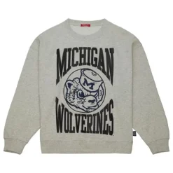 Mitchell & Ness Hoodies & Sweatshirts-Women'S Logo Lightweight Crew 3.0 University Of Michigan