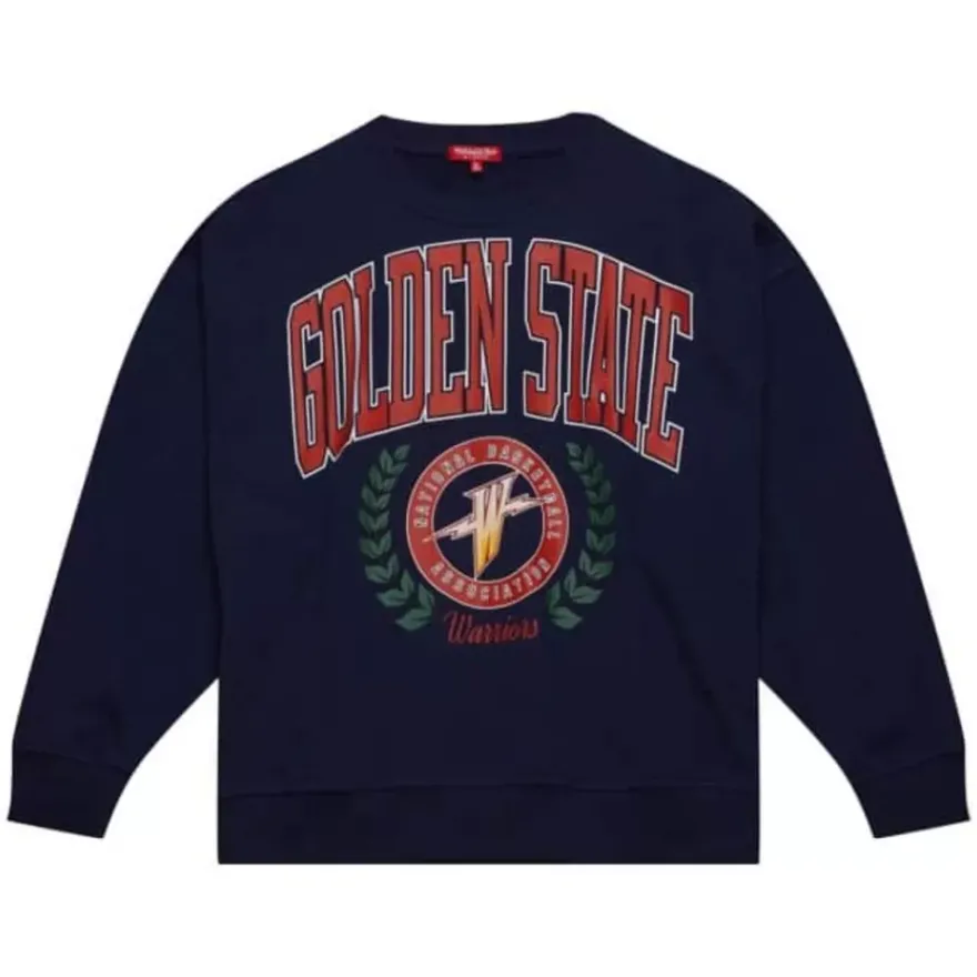 Mitchell & Ness Hoodies & Sweatshirts-Womens Logo Lt Crew 2.0 Golden State Warriors