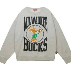 Mitchell & Ness Hoodies & Sweatshirts-Women'S Logo Lt Crew 3.0 Milwaukee Bucks