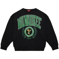 Mitchell & Ness Hoodies & Sweatshirts-Womens Logo Lt Crew 2.0 Milwaukee Bucks