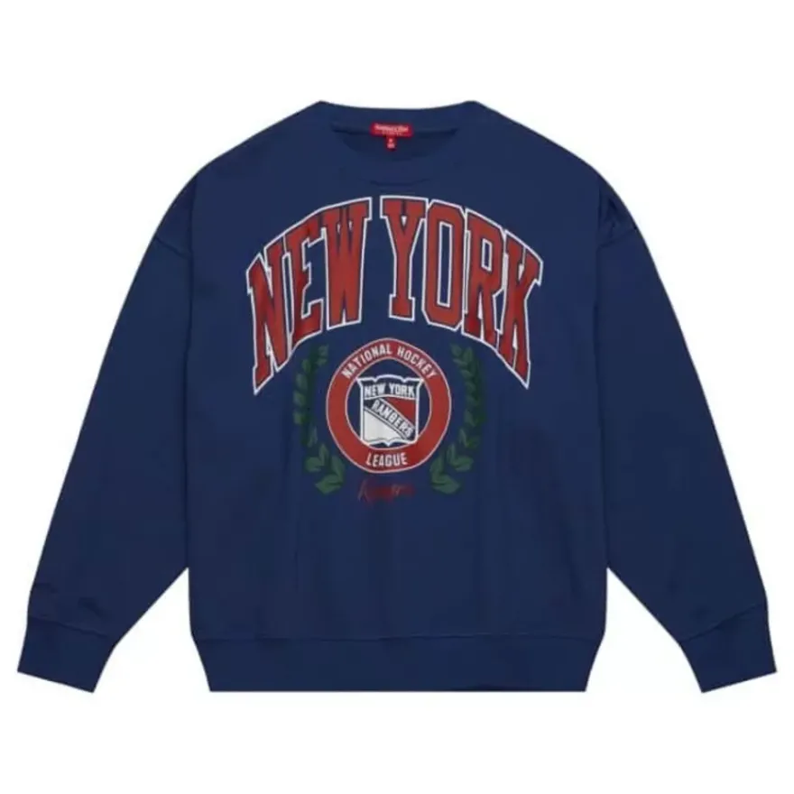 Mitchell & Ness Hoodies & Sweatshirts-Womens Logo Lt Crew 2.0 New York Rangers
