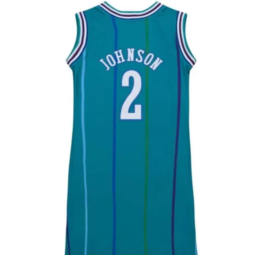 Mitchell & Ness T-Shirts & Tops-Womens N&N Jersey Dress Charlotte Hornets 1992 Larry Johnson