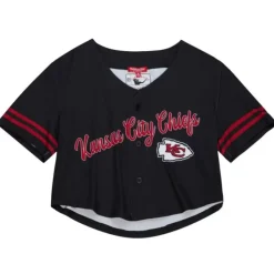 Mitchell & Ness T-Shirts & Tops-Women'S Ss Button Crop Kansas City Chiefs