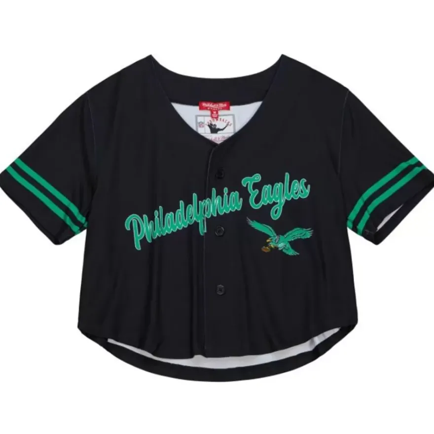 Mitchell & Ness T-Shirts & Tops-Women'S Ss Button Crop Philadelphia Eagles