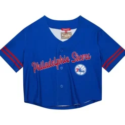 Mitchell & Ness T-Shirts & Tops-Women'S Ss Button Crop Philadelphia 76Ers