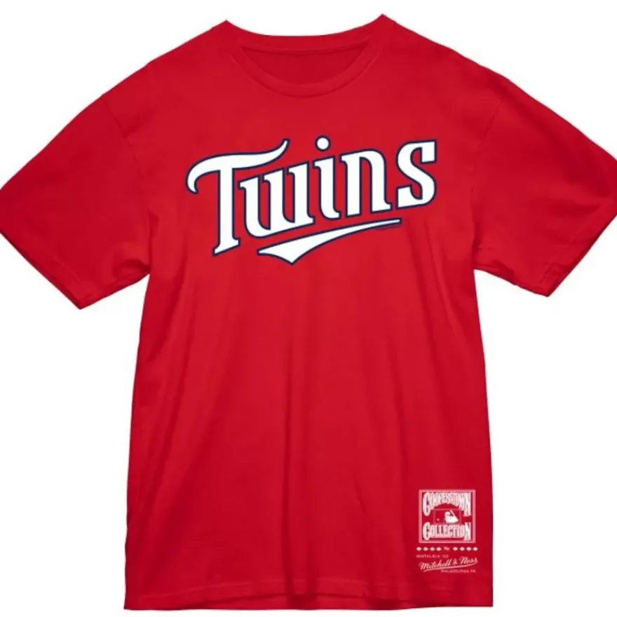 Mitchell & Ness T-Shirts & Tops-Wordmark 2 Tee Minnesota Twins